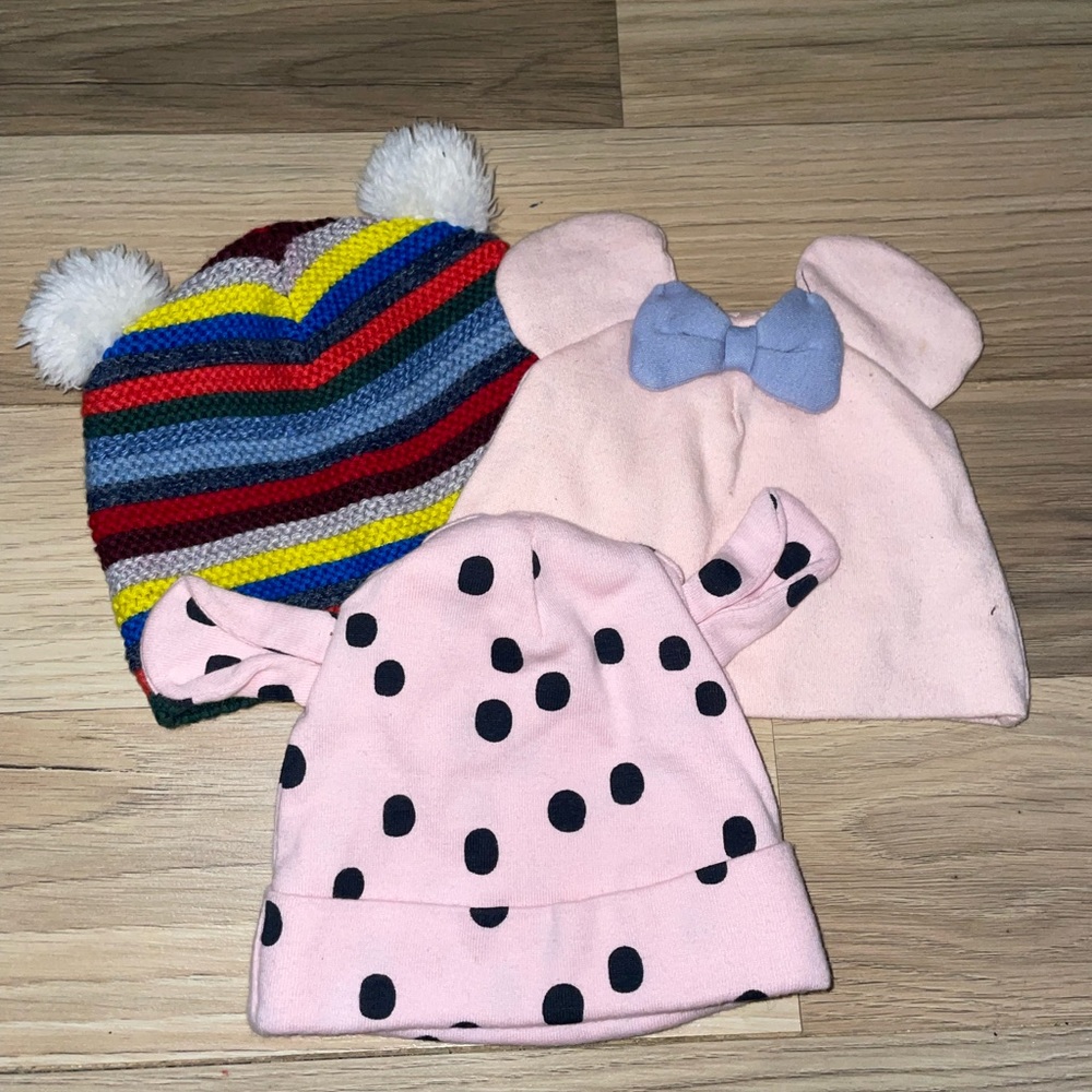 Lot of 3 baby hats